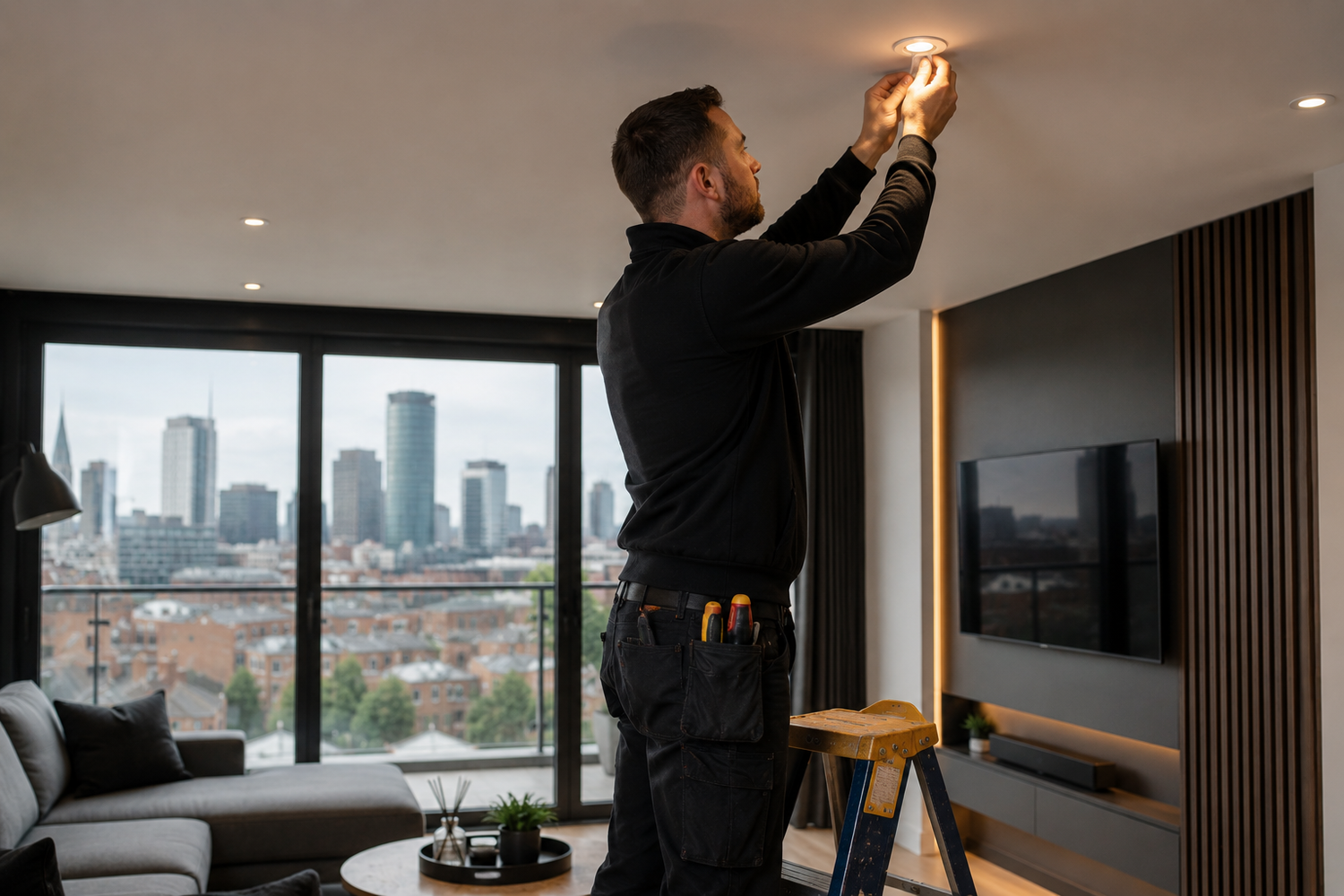 Electrician carrying out electrical work in Birmingham property