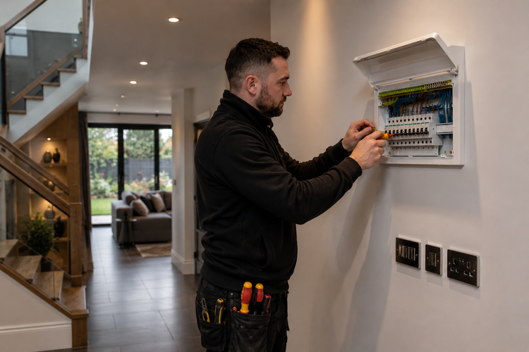 Electrician carrying out electrical work in Erdington property