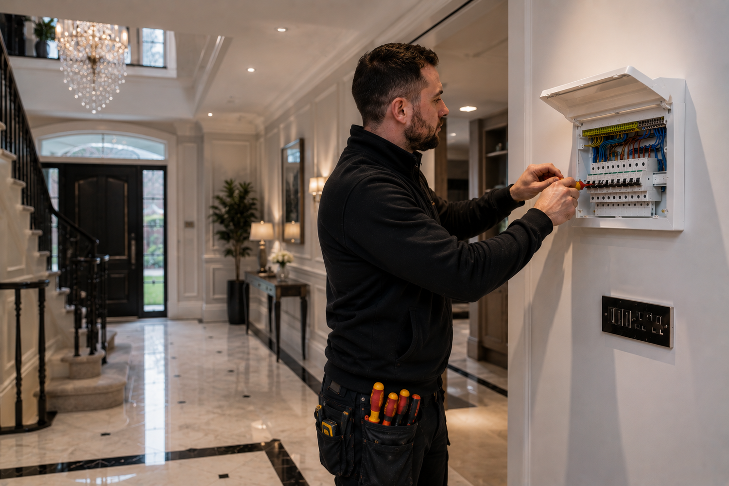 Electrician carrying out electrical work in Kings Heath property
