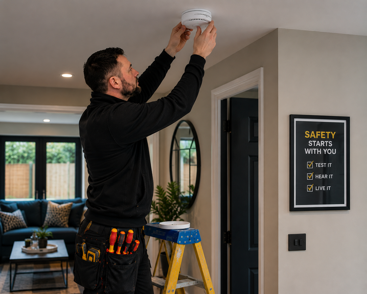 Electrician carrying out electrical work in Solihull property