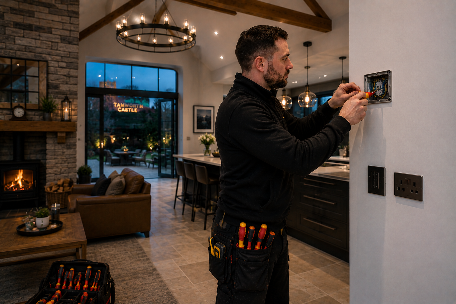 Electrician carrying out electrical work in Tamworth property