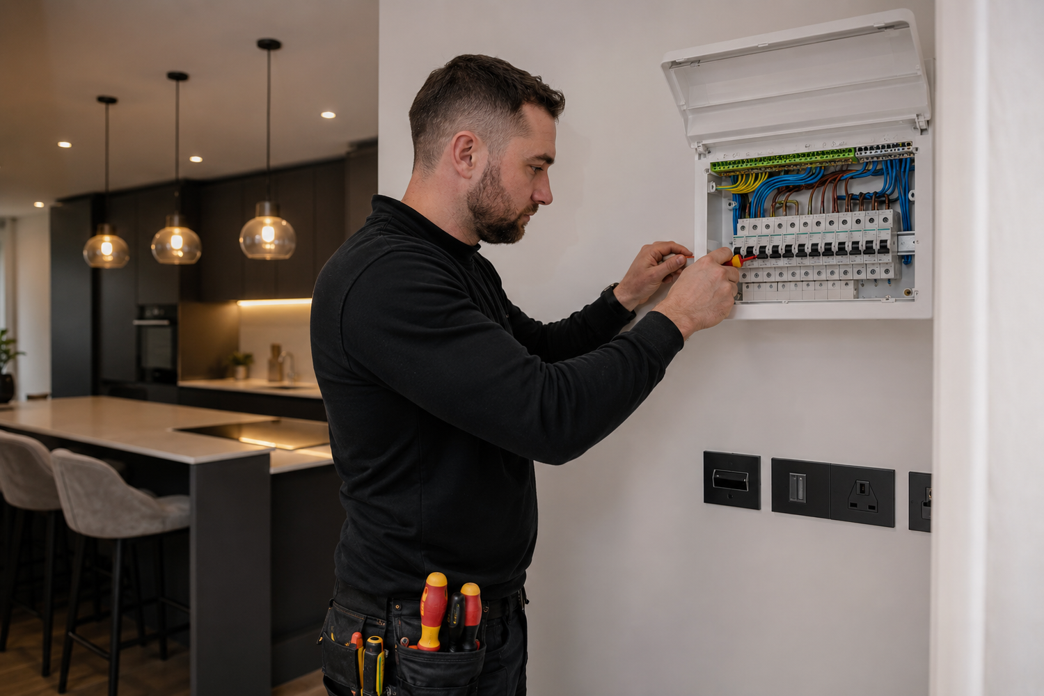 Electrician carrying out electrical work in Wolverhampton property