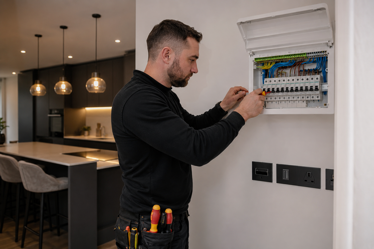 Electrician carrying out electrical work in Wolverhampton property
